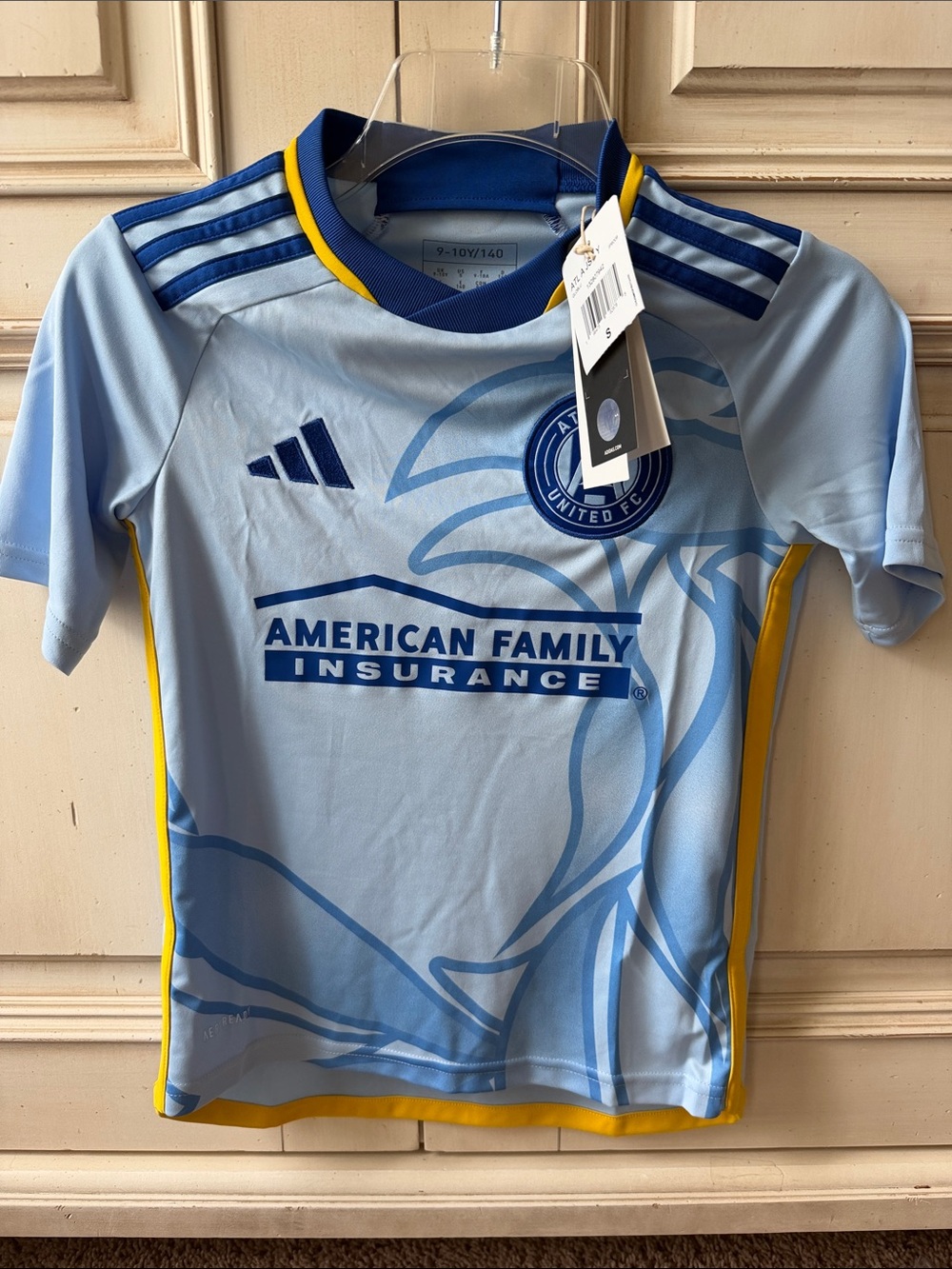 adidas Light Blue, Navy & Yellow Kids Soccer Jersey